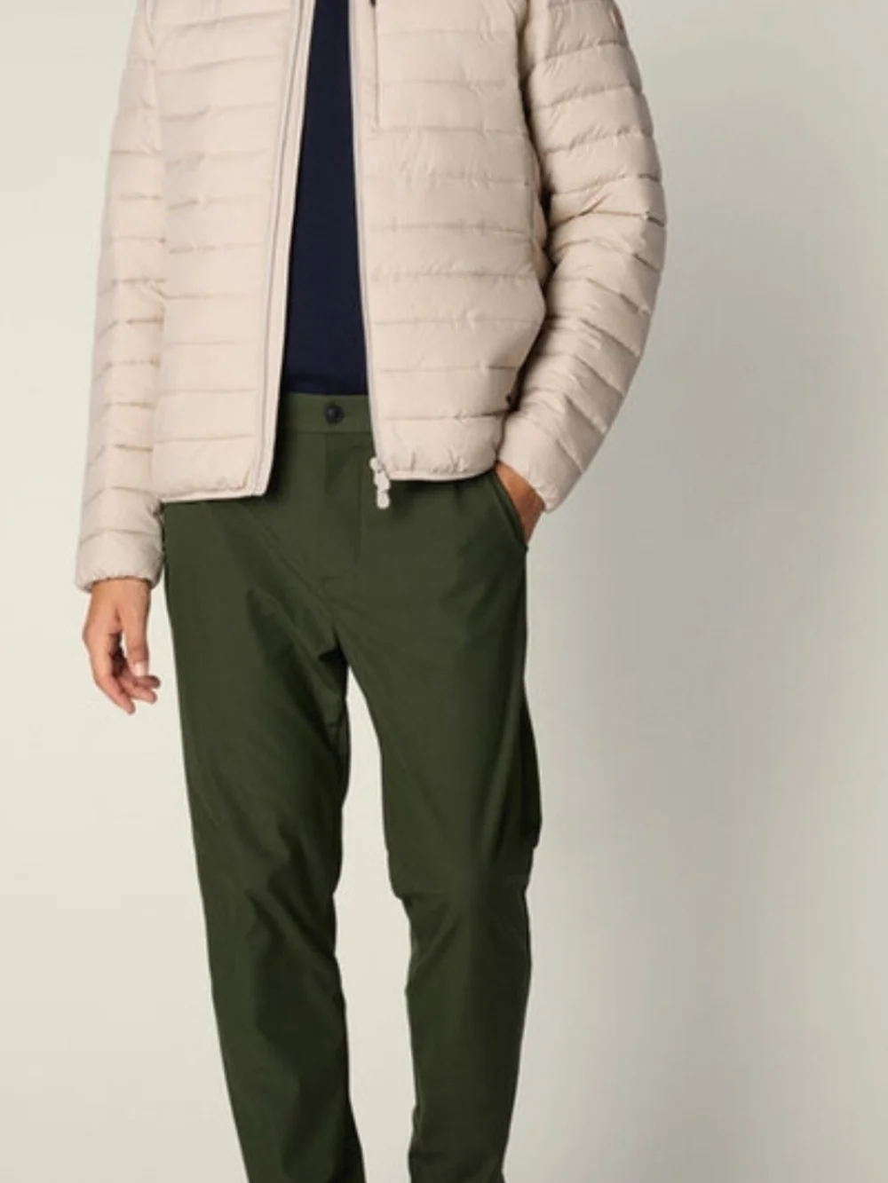 Men's Lightweight Quilted Puffer Jacket - Cream